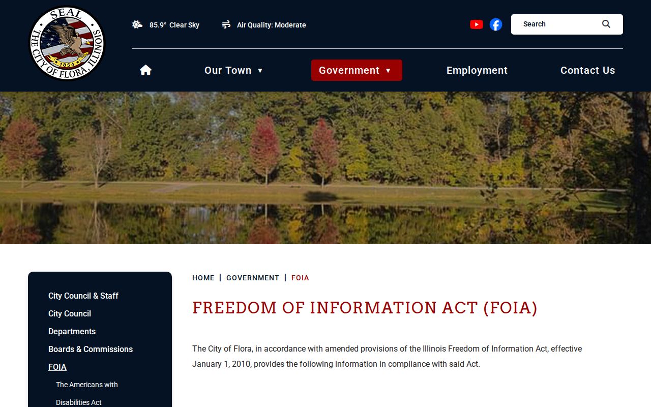Flora municipal FOIA request and fee page
