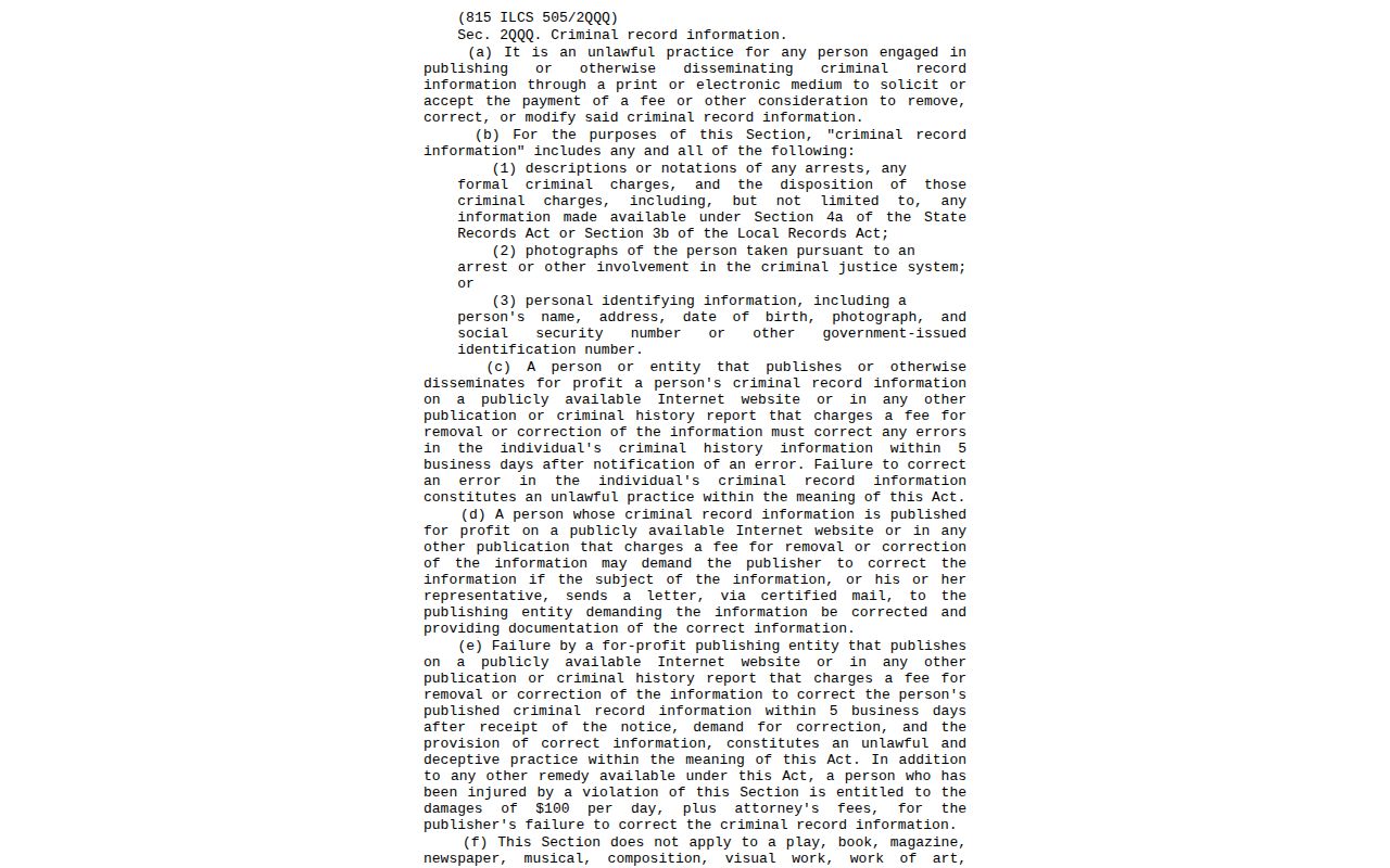 Illinois correction law for Clay County arrest photos